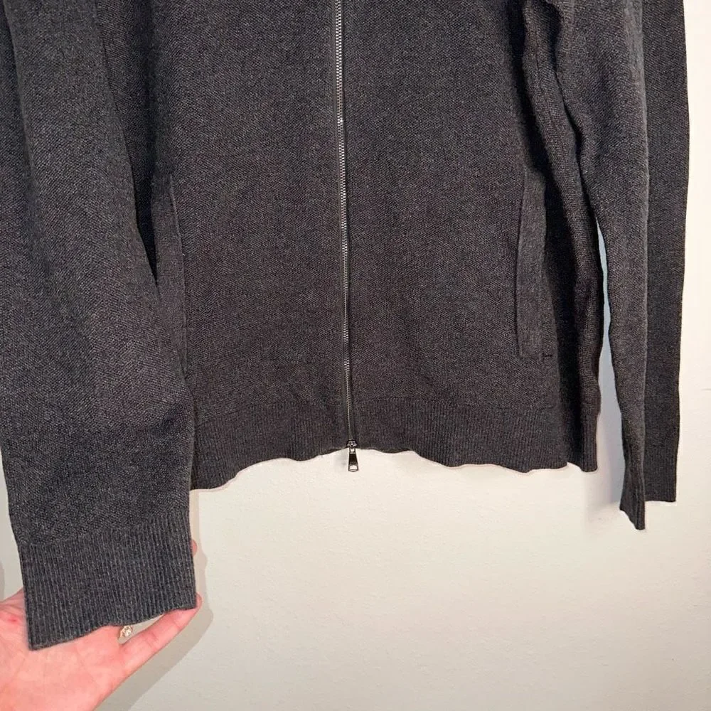 Banana Republic Mens Gray‎ Supima Cotton Full Zip Jacket Knit Modern Minimalist